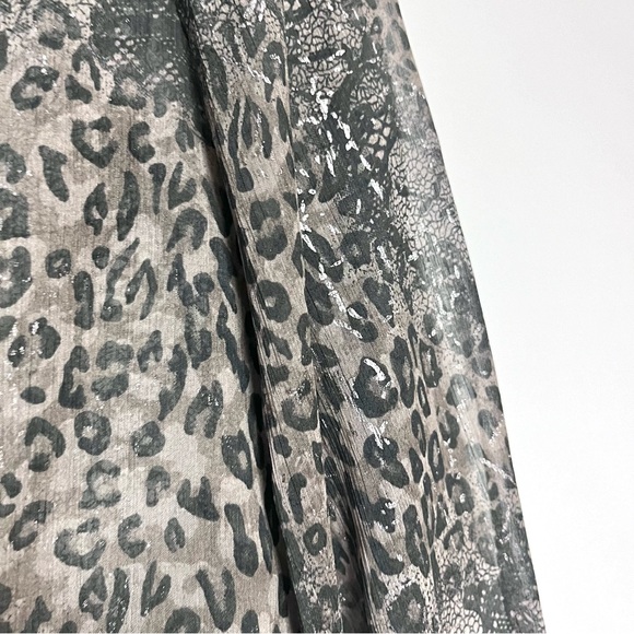 Lane Bryant Lace Animal Print Blouse Sheer Plus Size 1X 14 16 Long Sleeve Button - Picture 8 of 15